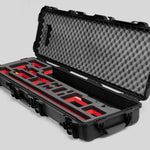 Angled view of Foama Fortified Black Color Hard Case and Custom Foam Insert with Red Layer for DJI D-RTK 2 Mobile Station