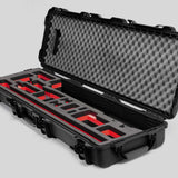 Angled view of Foama Fortified Black Color Hard Case and Custom Foam Insert with Red Layer for DJI D-RTK 2 Mobile Station