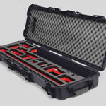 Angled view of Foama Fortified Graphite Color Hard Case and Custom Foam Insert with Red Layer for DJI D-RTK 2 Mobile Station