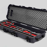 Angled view of Foama Fortified Graphite Color Hard Case and Custom Foam Insert with Red Layer for DJI D-RTK 2 Mobile Station