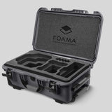 Angled view of Foama Graphite Color Carry-on case and Custom Foam Insert for RED Komodo-X