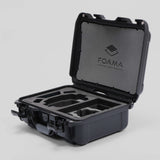 Angled View of a DJI Mini 3 & 4 Pro Black Color Hard Case with Custom Black Foam Insert