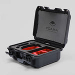 Angled View of a DJI Mini 4 Pro Black Color Hard Case with Custom Red Foam Insert
