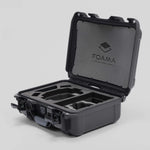Angled view of Foama Black Color Hard Case and Custom Foam Insert with a Stylish Black Layer for DJI Mini 3 & 4 Pro