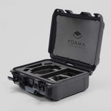 Angled view of Foama Black Color Hard Case and Custom Foam Insert with a Stylish Black Layer for DJI Mini 3 & 4 Pro