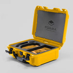 Angled view of Foama Yellow Color Hard Case and Custom Foam Insert with a Stylish Yellow Layer for DJI Mini 3 & DJI Mini 4 Pro